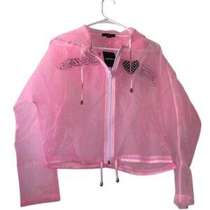 Forever 21 Pink Sheer Hooded Jacket "Forever Yours" Size S